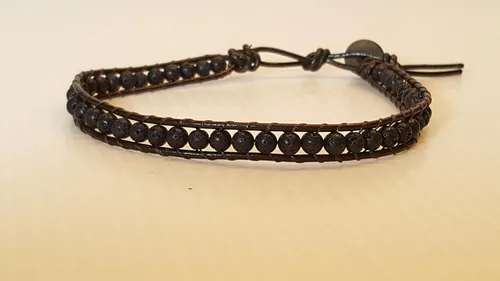 Miniatura 2 de Infinityee888 Lava Bead Anklet Bracelet 10 Inches Woven Leather Handmade Men Women Anklet