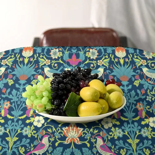 Miniatura 363 de Mantel Floral Retro de Pájaros, Diseño Original Bohemio William Morris Estampado Cubierta de Mesa para Hogar Picnic Fiesta Comedor Cocina William