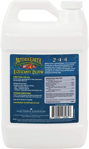 Miniatura 2 de Mother Earth LiquiCraft Bloom 2-4-4 para plantas con flores y verduras como tomates, 1 galón