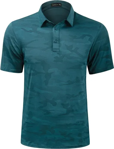 Miniatura 76 de TAPULCO Camisetas tipo polo de secado rápido para hombre, diseño de camuflaje, atléticas, ligeras, transpirables, casuales, para golf