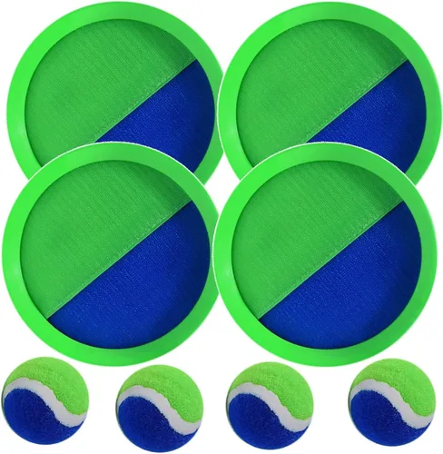 Miniatura 7 de AppleRound Juego de Pelota de Velcro para Lanzar y Atrapar (Gancho y Lazo), Juegos al Aire Libre para Niños, Juguetes de Playa, Deportes de Patio