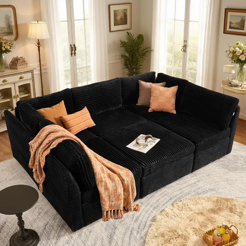 Miniatura 46 de Sofá Seccional Modular Sofá Nube - Sofás Seccionales Cómodos de Gran Tamaño en Forma de L para Sala de Estar, Sofá Cama Sleeper Convertible