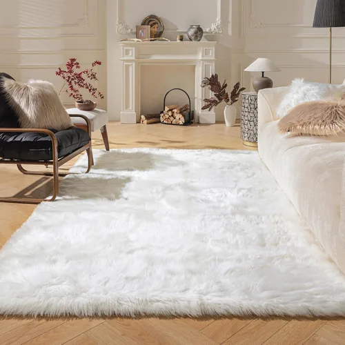 Miniatura 23 de Ashler Home Deco - Tapete de pelo sintético de oveja, mullido, suave, de 2 x 3 pies, lavable a máquina, dormitorio, habitación de los niños, sala