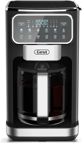 Miniatura 8 de Gevi 12-Cup Programmable Coffee Maker with Touchscreen, Strong Brew & Iced Coffee Options, Auto Shut-Off, 4-Hour Keep Warm, Glass Carafe, Anti-Drip