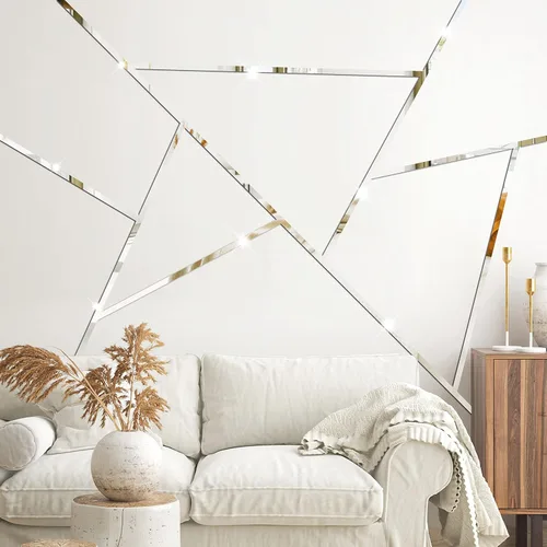 Miniatura 7 de Calcomanías de pared de espejo acrílico, espejo a rayas 3D para sala de estar, calcomanías de pared de línea extraíble, calcomanías de pared