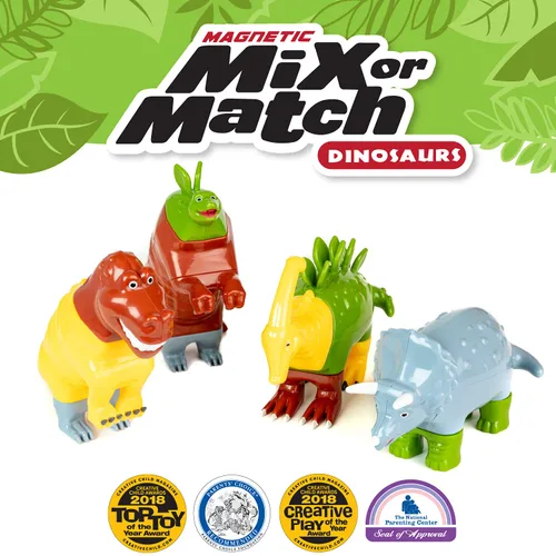 Miniatura 2 de Juego de juguetes magnéticos para mezclar o combinar dinosaurios, 15 piezas