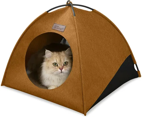 Miniatura 14 de Tienda de campaña piramidal desplegable para gatos y gatos pequeños de hasta 6.6 libras, resistente al agua, transpirable, plegable, con cojín