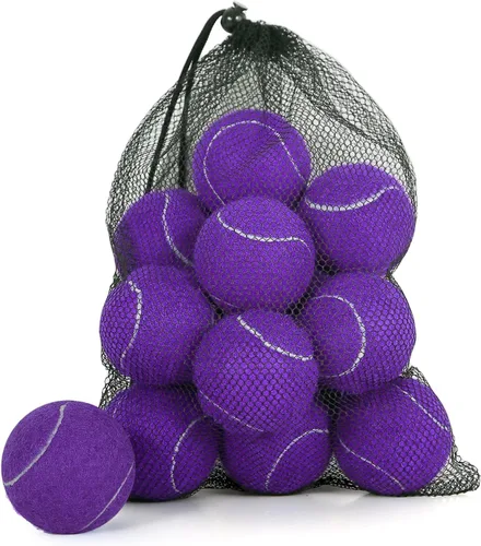 Miniatura 12 de Juego de 12/18 pelotas de tenis para entrenamiento, juego para perros y práctica con bolsa de malla para transporte y entrenamiento
