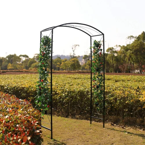Miniatura 4 de Arco de jardín de acero, 7 pies 6 pulgadas de alto x 4 pies 7 pulgadas de ancho, cenador de jardín para varias plantas trepadoras, jardín al aire