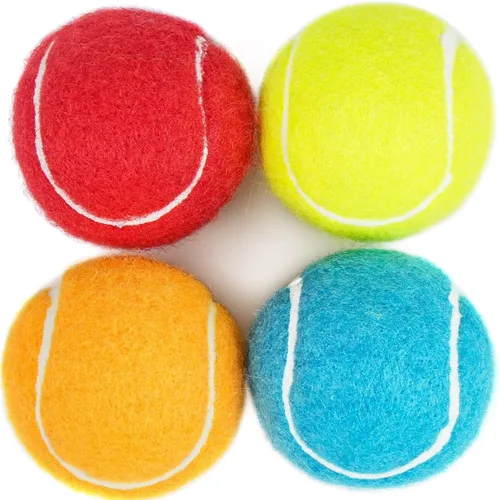 Prime Pets Pelotas de tenis para perros, paquete de 4, mini pelotas de tenis duraderas de alto rebote de 2 pulgadas para perros, pelota chirriante
