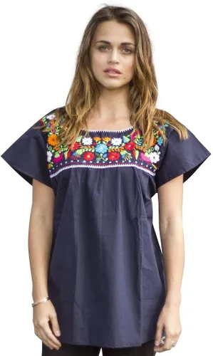 Miniatura 2 de Liliana Cruz - Blusa campesina mexicana bordada a mano fabricada en México