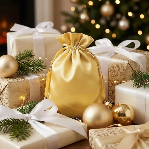 Miniatura 6 de Bolsas de regalo de satén dorado de 4" x 6" pulgadas, bolsas de joyería, bolsas de favor de boda con cordón, baby shower, Navidad, 50 por paquete