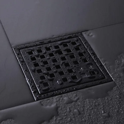 Miniatura 3 de Drenaje de ducha cuadrado de 4 pulgadas con brida de base de drenaje de ducha ajustable, drenaje de piso de acero inoxidable SUS 304 con rejilla