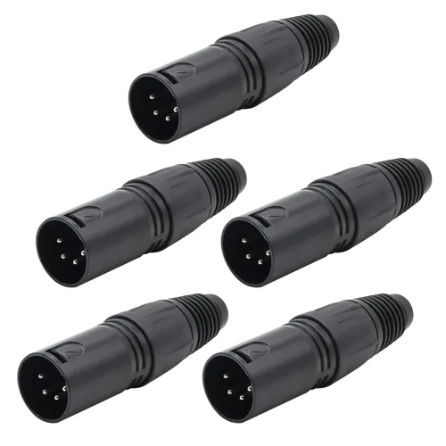 Miniatura 10 de Conector de cable XLR de 4 pines XLR Conector de enchufe hembra de 4 pines Adaptador de audio para micrófono, negro, 5 PCS