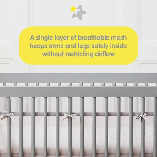 Miniatura 4 de BreathableBaby Forro transpirable de malla para cunas de tamaño completo, malla deluxe de 4mm, Elefantes (Tamaño 4FS cubre 3 o 4 lados)