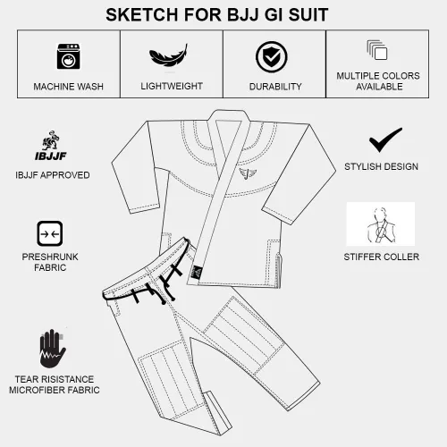 Miniatura 3 de Jayefo Cinturón deportivo brasileño Jiu Jitsu Gi para hombres y mujeres uniforme de agarre preencogido GIS ultra ligero Kimonos para adultos BJJ Gi