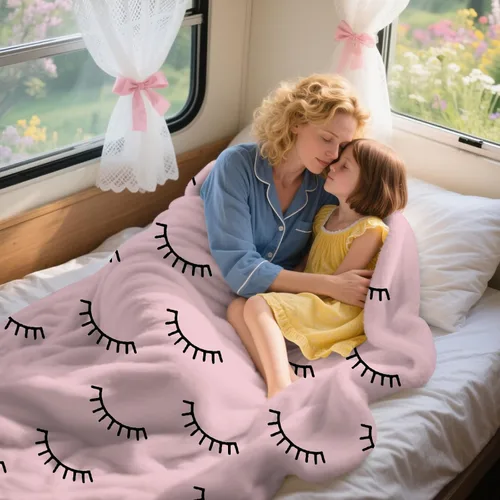 Miniatura 2 de Manta de pestañas rosa para sofá y cama, manta de franela suave de 50 x 60 pulgadas, bonito patrón de pestañas estética, decoración de habitación