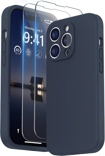Miniatura 14 de SURPHY Funda diseñada para iPhone 14 Pro Max con protector de pantalla, (con protección de cámara y forro de microfibra suave), funda de silicona