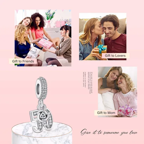 Miniatura 40 de Amufer S925 Charms for Women, compatible with Pandora Bracelets and Necklaces, Jewelry Gift