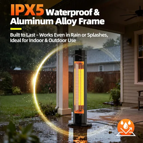 Miniatura 4 de Calentadores de patio para uso al aire libre, Haimmy Calentador eléctrico de infrarrojos de 34 pulgadas de 1500 W para interiores y exteriores con 3
