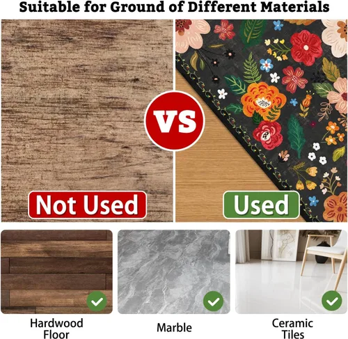 Miniatura 4 de Tapete para silla de oficina para suelo de madera dura y azulejos, tapete bohemio floral de 36"x48" para silla de computadora de oficina para sillas
