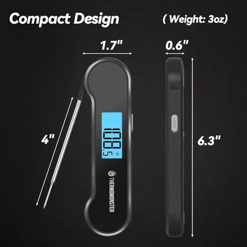 Miniatura 3 de Termómetro digital de lectura instantánea de 0.5 segundos para carne con precisión de ± 0.5 ℉, termómetro de alimentos para cocinar utensilios