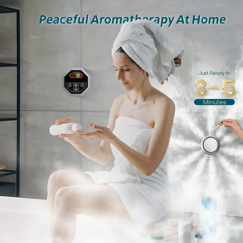 Miniatura 2 de Kit generador de ducha de vapor de 6KW para baño, sauna, spa, sistema de autodrenamiento, cabezal de vapor de aromaterapia, controlador impermeable