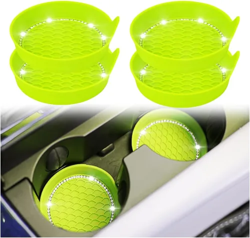 Miniatura 12 de zipelo Portavasos para automóvil con brillantes, paquete de 4 unidades, universal, para vehículo, antideslizante, portavasos con inserción, silicona
