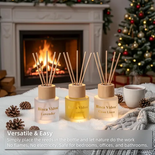 Miniatura 9 de binca vidou - Juego de 3 difusores de aceite de aroma natural de lavanda y jazmín con varillas para decoración de aromaterapia en casa, oficina
