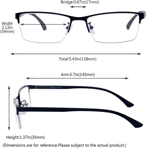 Miniatura 6 de ALWAYSUV Lentes de distancia con montura rectangular TR90 para hombres y mujeres, retro, miopía, miopía, 1.0