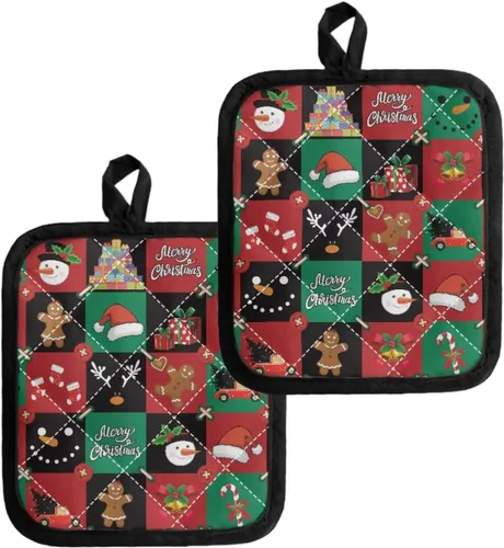 Miniatura 23 de Juego de soportes para macetas de flores rojas de pollo blanco y negro, resistentes al calor, almohadillas calientes para horno, antideslizantes