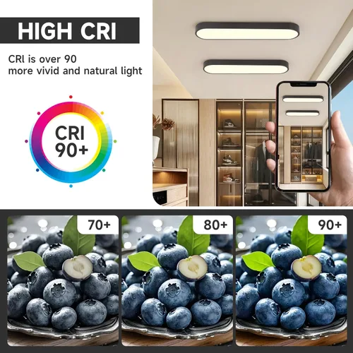 Miniatura 6 de Lámpara de techo lineal de 23.6 pulgadas, LED moderna de 40 W, lámpara de techo simple negra, iluminación de techo de perfil bajo para dormitorio