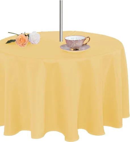 Miniatura 9 de Fitable Cubierta de Mesa Ovalada Oblonga para Exteriores e Interiores - Mantel Lavable Impermeable Sin Arrugas con Cremallera y Orificio para Beige