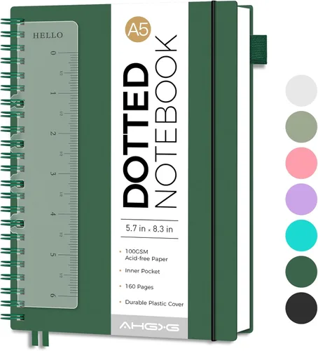 Miniatura 14 de AHGXG Diario de puntos, cuaderno en espiral de cuadrícula de puntos de 8.5 x 11 pulgadas, cuaderno de puntos grande A4, papel grueso de 3.53 oz/m²