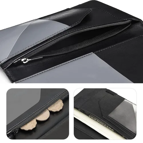Miniatura 4 de Cartera de cuero para camarera, con cremallera y soporte para libro de cheques, bolsillo para dinero, organizador personal para delantales, estrella