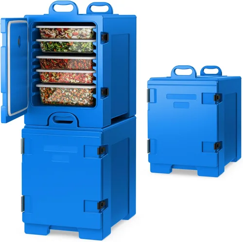 Miniatura 14 de COSTWAY Calentadores de alimentos para catering, cajas calientes para 5 sartenes de tamaño completo, capacidad de 81 cuartos de galón, diseño Negro