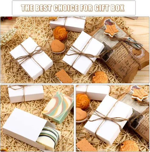Miniatura 5 de Gersoniel 100 piezas de cajas de jabón kraft para envasado de jabón casero, suministros para fiestas, regalos y envoltorios, 9,7 x 7,1 x 3 cm Blanco