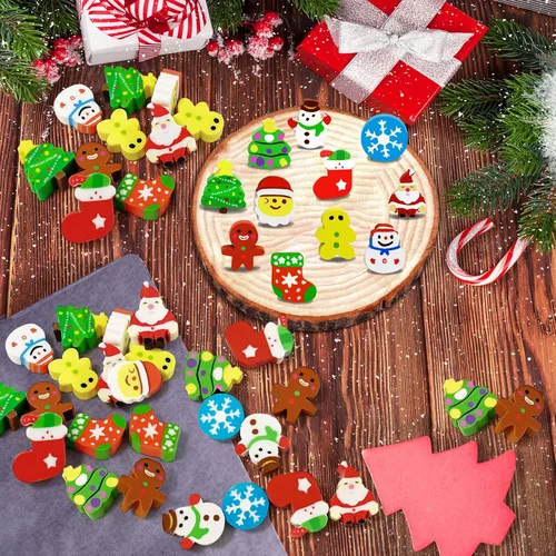 Miniatura 3 de 150 piezas de borradores de Navidad para niños, lindos borradores de animales pequeños a granel para escritorio de niños, mascotas, borradores