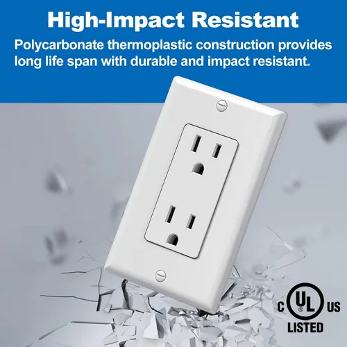 Miniatura 3 de BESTTEN Paquete de 20 tomas de corriente decoradora de pared de 15 amperios, no resistente a manipulaciones, placa de pared incluida