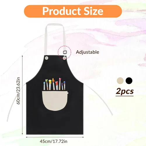Miniatura 2 de Mabor 2 delantales para cocinar, delantal de pintura impermeable ajustable, delantales de arte con bolsillos para niños y niñas, pintura