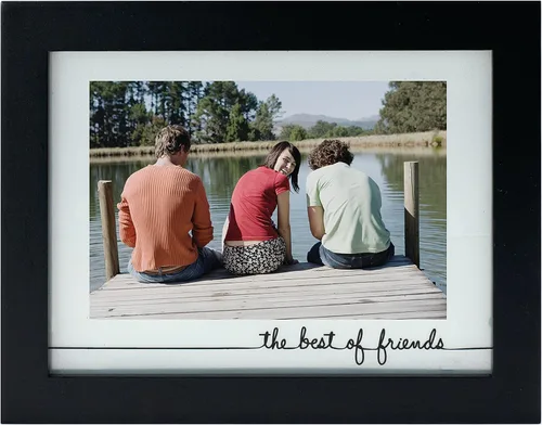 Malden International Designs Rustic Woods - Marco flotante de vidrio serigrafiado "The Best of Friends" con paspartú, 4 x 6 / 6 x 8 pulgadas, color