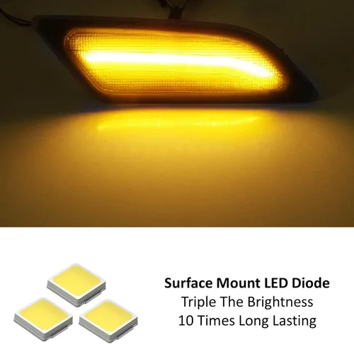 Miniatura 2 de iJDMTOY Kit de luz de marcador frontal LED ámbar con lente ahumada compatible con Mercedes W204 LCI C250 C300 C350 Sedán/Coupe 2012-14, alimentado