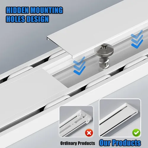 Miniatura 2 de Silent Heavy Duty Curtain Track System - 15.4FT Ceiling Mounted Double Rail for Home, Office, Hotel, RV, School & Garage - White, Smooth Gliding