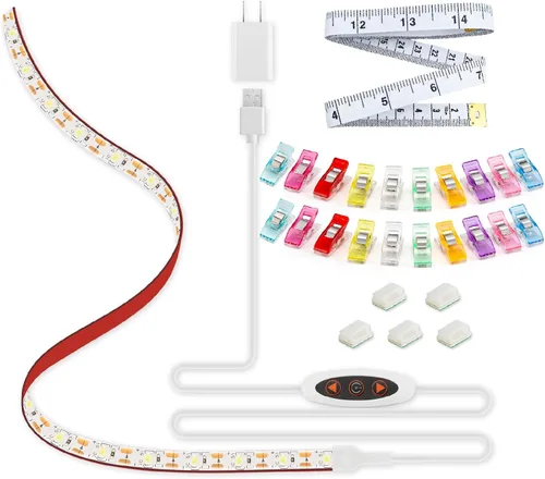 Tira de luz para máquina de coser, tira de luz LED adhesiva de 11.8 pulgadas, tira de luz decorativa regulable de varios niveles, lámpara de costura