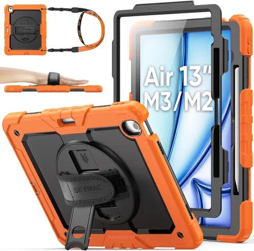 Miniatura 29 de SEYMAC stock Funda protectora para iPad Air de 11 pulgadas M3 2025/M2 2024 (Air 7ª/6ª generación), funda resistente con protector de pantalla