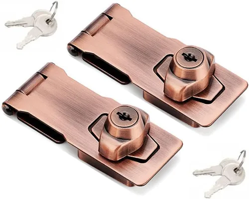 Paquete de 2 cerrojos con llave, perilla giratoria, cerrojo de bloqueo con llave para puertas pequeñas, armarios y más, acero inoxidable, cerrojo de