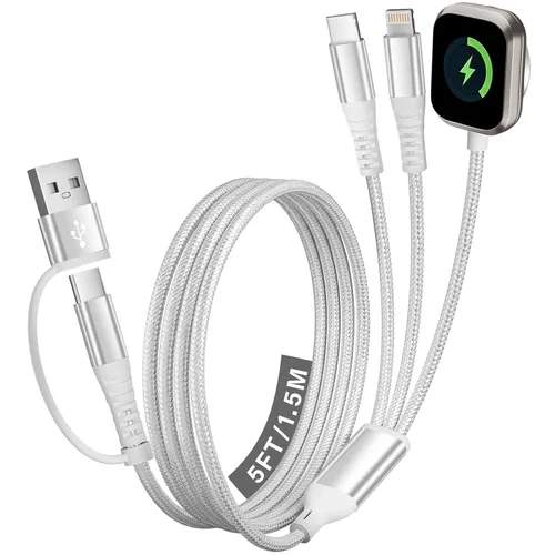Miniatura 20 de Cargador de viaje para iWatch, cable de carga múltiple 3 en 2 con cargador IP/USB C/iWatch, cargadores de viaje para múltiples dispositivos, Naranja