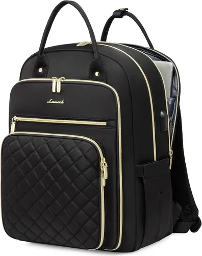 Miniatura 26 de LOVEVOOK - Mochila para portátil para mujer, resistente al agua, mochila de trabajo y viaje, con monedero, elegante, mochila de negocios, mochila