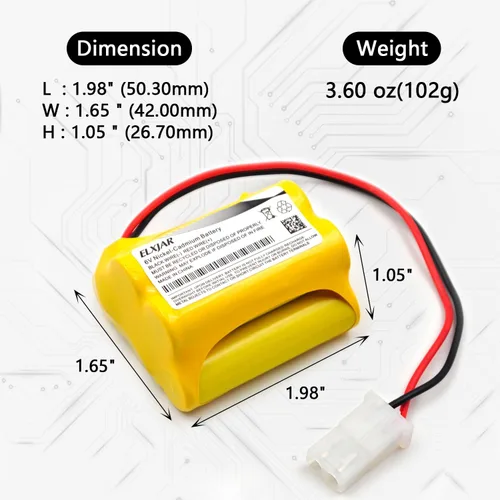 Miniatura 2 de Paquete de 5 baterías de repuesto de 6 V 1000 mAh Ni-CD para Aritech 10050205 Lithonia ENB06006 Prescolite ENB-06006 E18750-100 N1200-4-DWP Señal