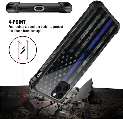 Miniatura 4 de DJSOK Funda para iPhone 11, Fundas para iPhone 11 con diseño de bandera de la policía estadounidense para hombres y mujeres, Funda trasera